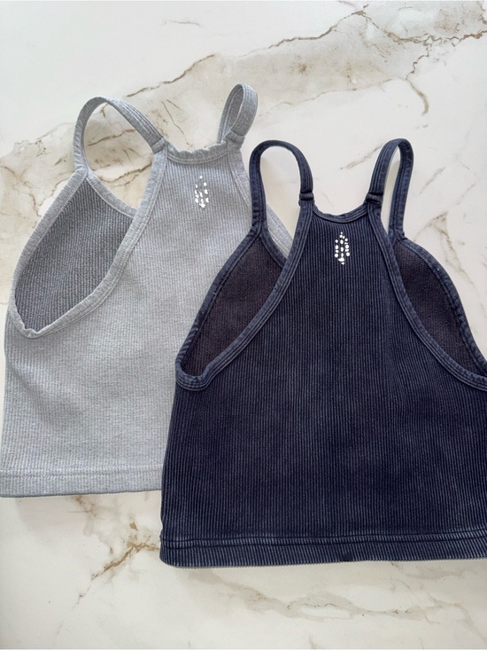 Free People Other - Free People Ribbed Double Tank Tops - Charcoal & Slate- M/L